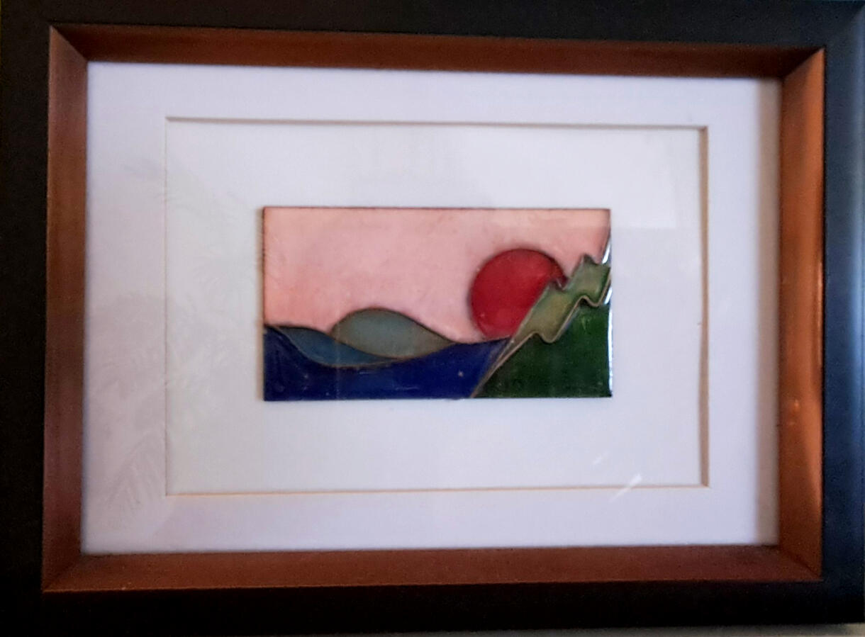Landschap Japanse stijl cloisonné techniek *landscape Japanese style cloisonné technique*